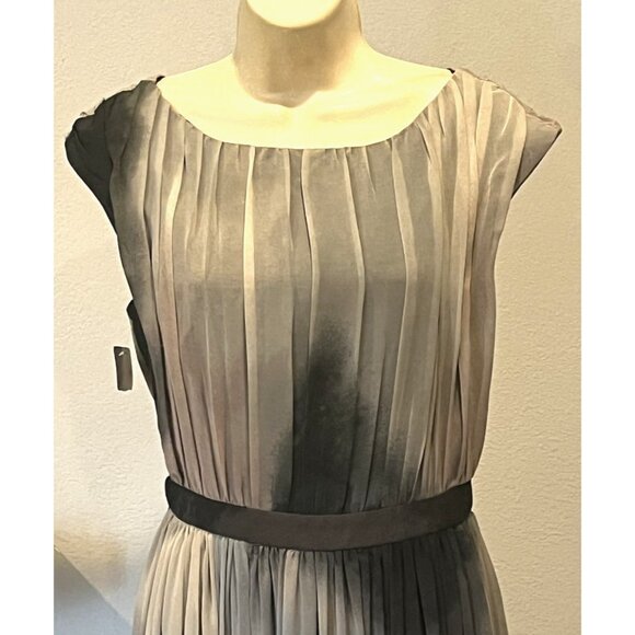 New Zara Abstract Watercolor Chiffon Sleeveless Pleated Party Maxi Dress - Picture 10 of 15